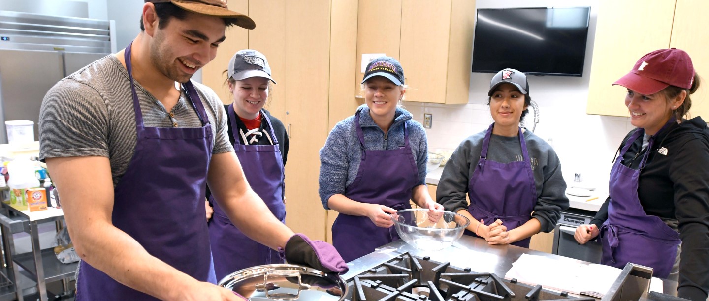 students in cooking lab